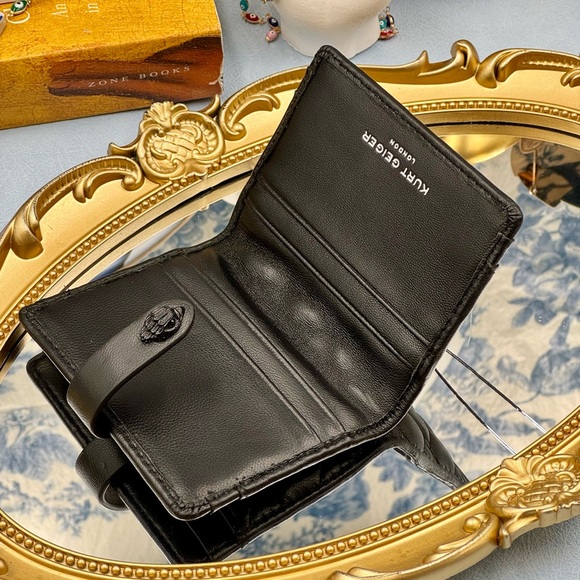 🆕 KURT GEIGER LONDON 🧿 NWOT All Black Leather Multi Card Holder - Picture 9 of 11